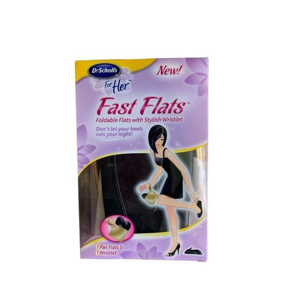 Dr. Scholl's Fast Flats with Gold Wristlet Black Size 7/8 - Picture 1 of 11